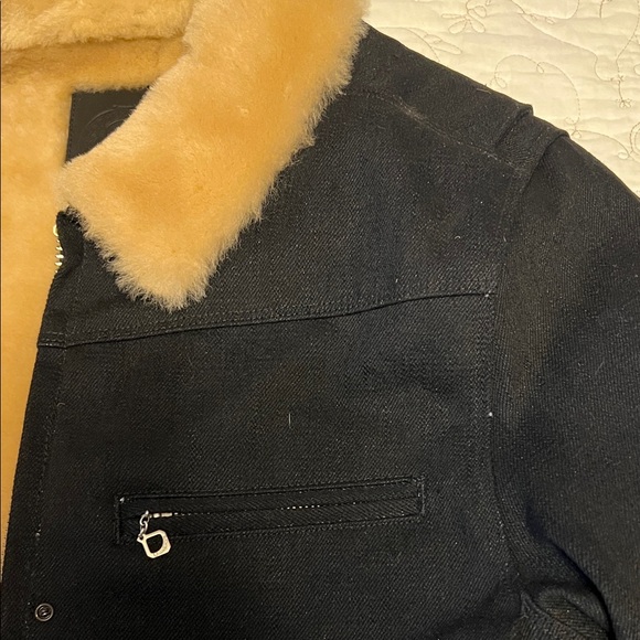Freenote black denim Jacket with shearling Collar and interior - Picture 6 of 7